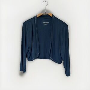 Soft Surroundings Navy Blue Open-Front Cropped Cardigan